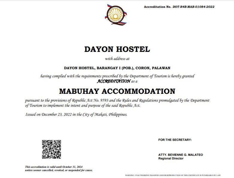 Dayon Hostel Coron Kültér fotó